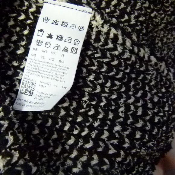 SOLD BOSS womans sweater black white fringe textured xl G21 - Picture 8 of 9